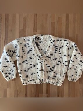 Altar'd State Ivory Speckled Chunky Knit Cardigan